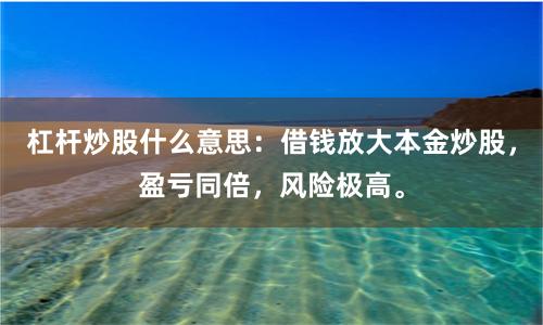 杠杆炒股什么意思：借钱放大本金炒股，盈亏同倍，风险极高。